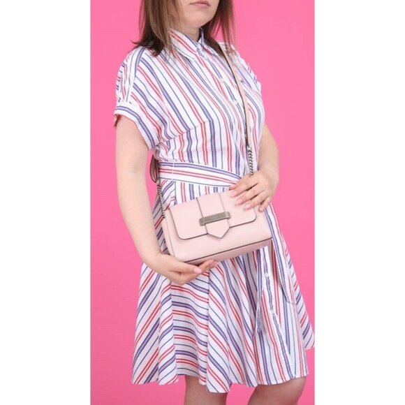 $198 Dkny Smooth Leather Cashmere Blush Pink Val Flap Shoulder Handbag - Picture 2 of 14